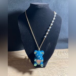 Betsey Johnson Blue Bear Pendant Necklace